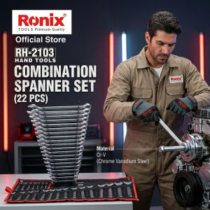 Ronix Tools RH-2103 Premium Quality German Technology | 22-Piece Combination Spanner Set 8mm-32mm | Heavy Duty Chrome Vanadium Cr-V Steel Wrench Kit | Professional Mechanic Hand Tool Set with Roll-up Pouch | Industrial Grade Anti-Corrosion Slim Pattern.