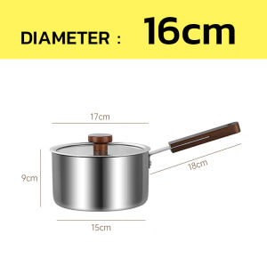 304 Stainless Steel Milk Pot Sauce Pan Wooden Handle With Lid Suitable For Stoves Induction Cooker