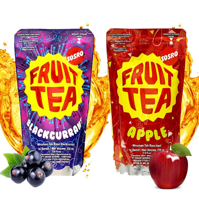 Fruit tea pouch SOSRO 200 ml BLACKCURRANT/MINUMAN MURAH 1 DUS
