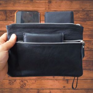 clutch wanita 2 seleting - Clutch Kulit asli - Dompet Kulit Asli