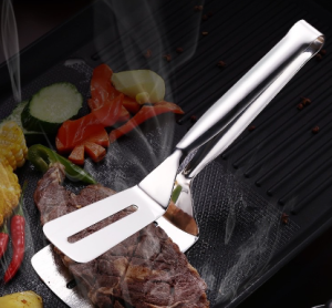 2pcs Stainless Steel Frying Shovel Clip Barbecue Tongs Fried Fish Steak Shovel Fried Food Tongs Spatula Tong Food Clip 