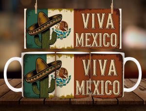 * 1 PC MUG WITH BOX * MEXICO VINTAGE MUG DESIGN 11oz with BOX SOUVINER MUG