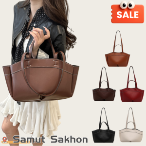 QNQN 【การจัดส่งสินค้า 2-3 วัน】แฟชั่นวินเทจขนาดใหญ่ความจุกระเป๋าสะพายสีทึบ Simplicity กระเป๋าสะพายกระเป๋าเดินทาง