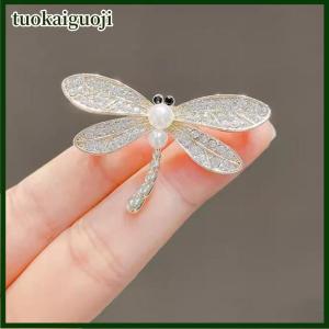 tuokaiguoji Cổ điển Shinny pha lê Rhinestone ngọc trai chuồn chuồn trâm cài cho phụ nữ ăn mặc Khăn lụa côn trùng Corsage pins trang sức phụ kiện