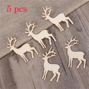 OPEAREY 5PCS Vivid DIY Tools Party Supplies Craft Embellishment Wooden Elk Decor Christmas Tree Hanging Reindeer Hanging Card Christmas Decorations