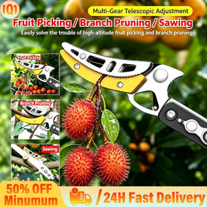 Telescopic High Branch Pruner Long Aluminum Handle Garden Pruning Shears Manual Fruit Picker Pang Harvest ng Prutas at Pagputol ng Sangay ng Puno