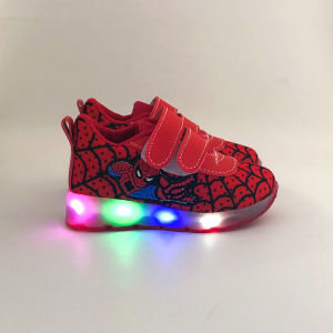 Sepatu sneaker anak laki laki LED lampu spiderman size 22 - 30