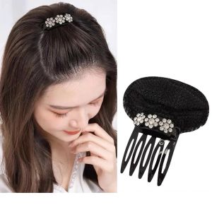 Rhinestone Puff Hair Head Cushion Invisible Fluffy Hair Pad Sponge Clip Bun Bump Volume Hairs Base For Women Hair Accessory