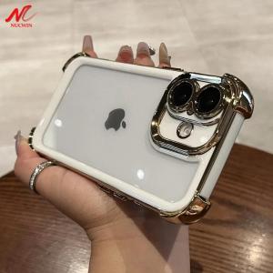 For iPhone 17 Pro Max Airbag Shockproof Case Luxury Plating Colorful Silicone Cover for iPhone 17 Air 15 13 12 11 14Pro Max Plus