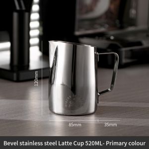 BINCOO Latte Cup Coffee Stainless Steel Milk Jug Milk Foam Cup Large Inclined Mouth Thickened Coffee Large Capacity 420ML/520ML