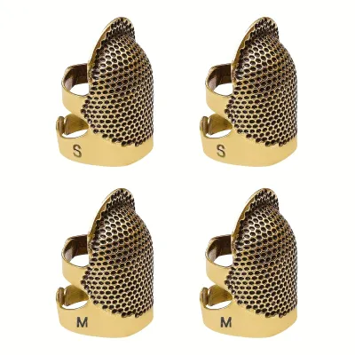 2 Pack Sewing Thimble Finger Protectors Adjustable Finger Metal Shield Protectors Needle Sewing Quilting Craft Accessories DIY
