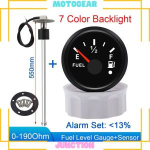 【Shop the Look】 MotoGear 100-550mm 7 Color LED Fuel Level Gauge 0-190Ohm Fuel Float Sensor + Fuel Level Gauge With Alarm For Marine Car RV Camper Yacht