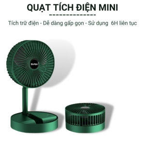 Quạt mini quạt tích điện để bàn gấp gọn 3 cấp độ gió xoay 360 độ sạc pin USB tiện dụng
