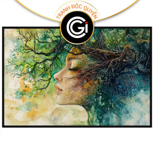 Tranh trừu tượng chân dung màu nước. Tranh treo tường dán tường canvas trang trí. CGI-1870