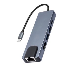 Bộ Adapter cáp chuyển Type-C sang HDMI 4k/USB/TypeC 5 trong 1 cho Macbook iPad dùng trong trình chiếu