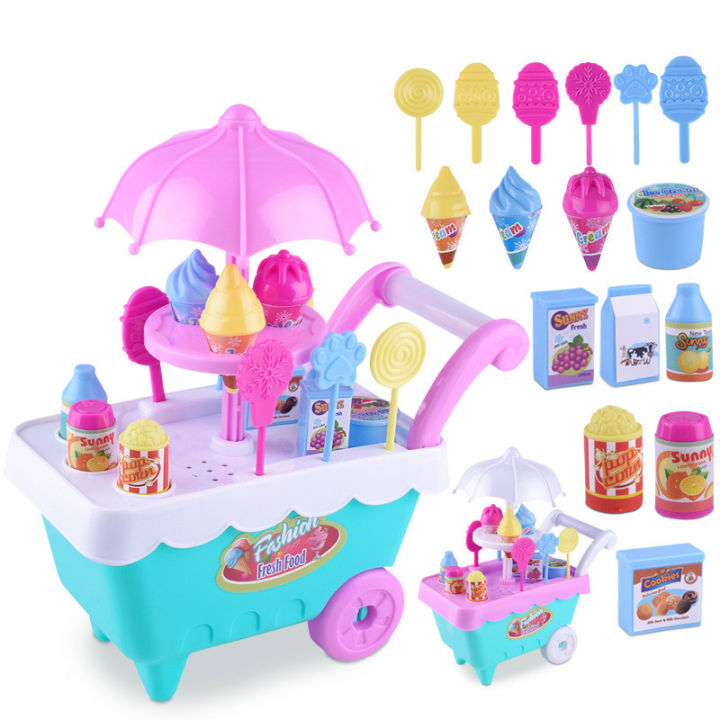 ASM Children Role Play Toys Mini Candy Cart Detachable Ice