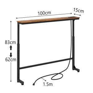 2-Pack Narrow Console Table Adjustable Height Long Entryway Tables with Power Outlets Sofa Side Narrow Desk for Home Living Room Rustic