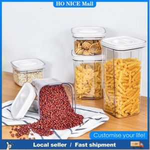 Airtight Container Easy Open Lock Lid Dry Food Storage Leak Proof Canister (PET Plastic)