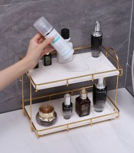 IKIJI Plastic 2 Layer Bathroom Storage Shelf Storage Rack