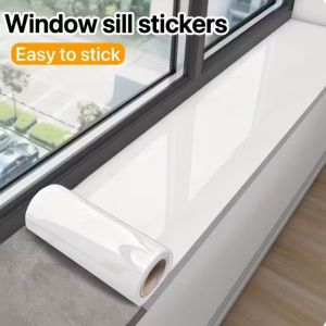 SIDSI Plain Gloss Paste Wall Stickers Self-adhesive Wood Pattern Self-adhesive Wallpaper Pearl Film White Color High Temperature Resistance Sticker Room DIY