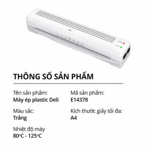 COMBO Máy Ép Plastic Deli E14378 Và Hộp 100 Màng Ép Deli A4 Bảo Hành 12 Tháng