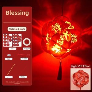 HUADIN Hollow Out Design Hydrangea Paper Lantern Paper Craft Kit LED Glowing Light Chinese Hollow Decor Handmade Festive Ornament Easy Assemble DIY Festival Craft Kit Lantern Kindergarten Craft Class