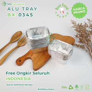 Alumunium Foil Tray Cup BX 0345 Tanpa Tutup Macaroni Schotel Klapertart Bolu Mini Isi 100 Pcs