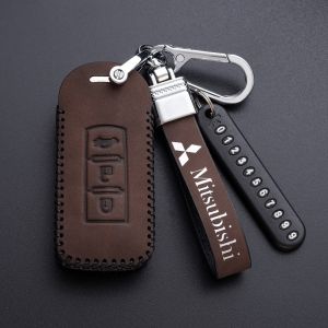 Sarung Kunci For Mitsubishi Xpander Montero Triton Strada ASX Attrage Leather Key Cover Remote Key Fob Shell Keychain