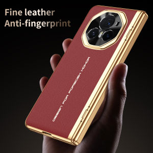 0930[Local Stock] Christmas Halloween Luxury Leather Plated Frame Hinged Tempered Glass Protective Film Case For Honor Magic V6 V 5 Magic V3 All-inclusive Cover h261009