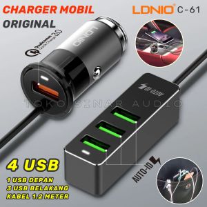 Charger Mobil dan Motor Combo Car Charger LDNIO C-61 4 USB Slot Bisa Untuk Bangku Belakang | Casan HP Mobil Dan motor Filano Fazzio Beat All New Nmax  Genio Scoopy Aerox Adv Pcx