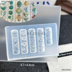 [COD] WEICHENG Flower Peacock 3D Silicone Nail Mold Chinese Style Relief Transparent Template Manicure Design Tools DIY Nail Art Decoration