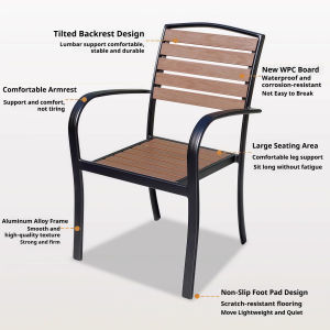 Outdoor Tables Anti-Corrosion And Waterproof Villa Outdoor Garden Plastic Wood Tables Coffee Shop Leisure Dining Table And Chair Set 户外桌