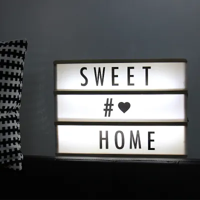 A4 Cinematic Light Up Letter Box Sign LED Lightbox Message Board with 90pcs Letters Cards Color:White