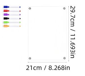 A4 Blank Acrylic Fridge Board Clear Magnetic Memo Dry Erase Whiteboard For Home School Office