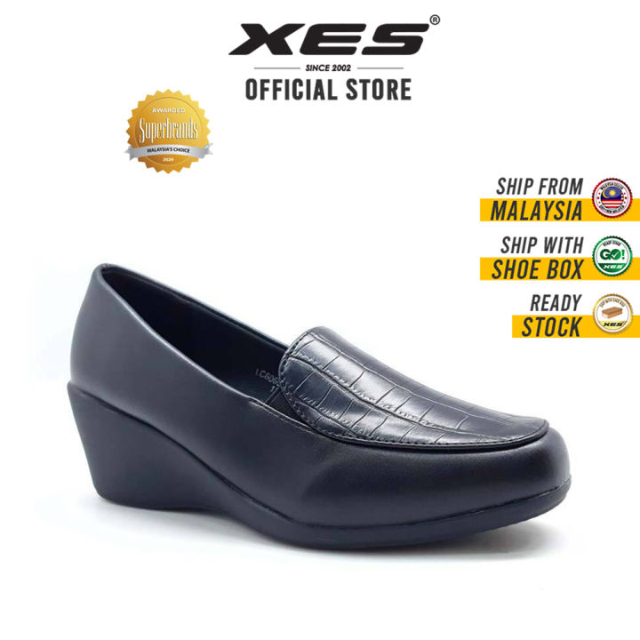XES Ladies LC60603-01 Minimalist Slip On Wedge Shoes (Black