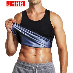 JHHB Sauna Vest for Men Sweat Pullover Workout Shirts Waist Trainer Compression Slimming Body Shaper Tops Fat Burner Corset