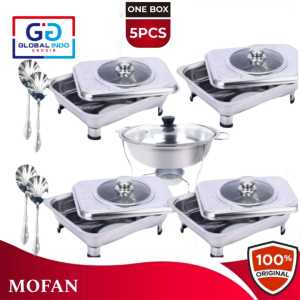 MOFAN Prasmanan Set Batik Paket Kombo 5 Pcs Tempat Sayur Lauk Panci Tungku Api Sendok Kerang