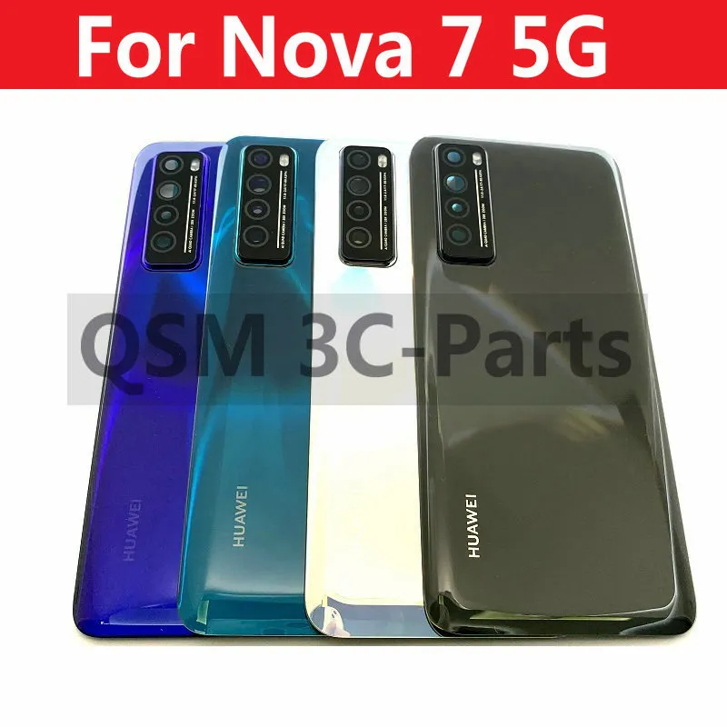 Rear Door Battery Cover Housing Case For Huawei Nova 5G Back Cover with  Camera Lens Logo Repair Parts