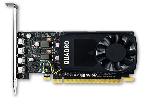 NVIDIA Quadro graphics card P620 2GB with fan cooling, multiple ports, compact design, PCIe interface, suitable for professional workstations.