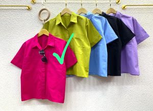 SJM KEMEJA KASUAL WANITA BAHAN KATUN POPLIN PREMIUM IMPORT LENGAN PENDEK KANTONG DUA 1442