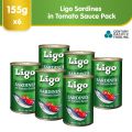 Ligo Sardines in Tomato Sauce 155g Pack of 6. 