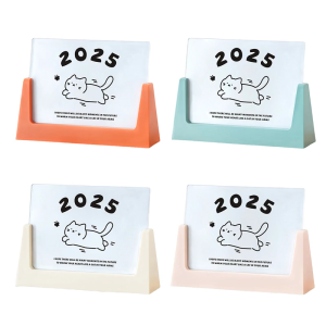 สมุดวางแผนปฏิทินรายเดือนบนโต๊ะแบบ2025แผ่นพร้อมการ์ด12แผ่นและปฏิทินโต๊ะสำนักงานแบบตั้งสำหรับการวางแผนและจัดตารางเวลา