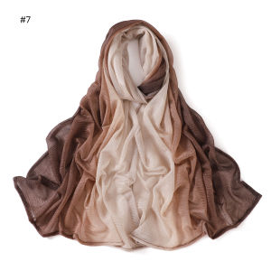 Jifang Gradient Colors Elastic Bark-like Wrinkled Crinkled Shawl Pashmina Breathable Spring Summer Muslim Hijabs Shawls Tudung YZ47