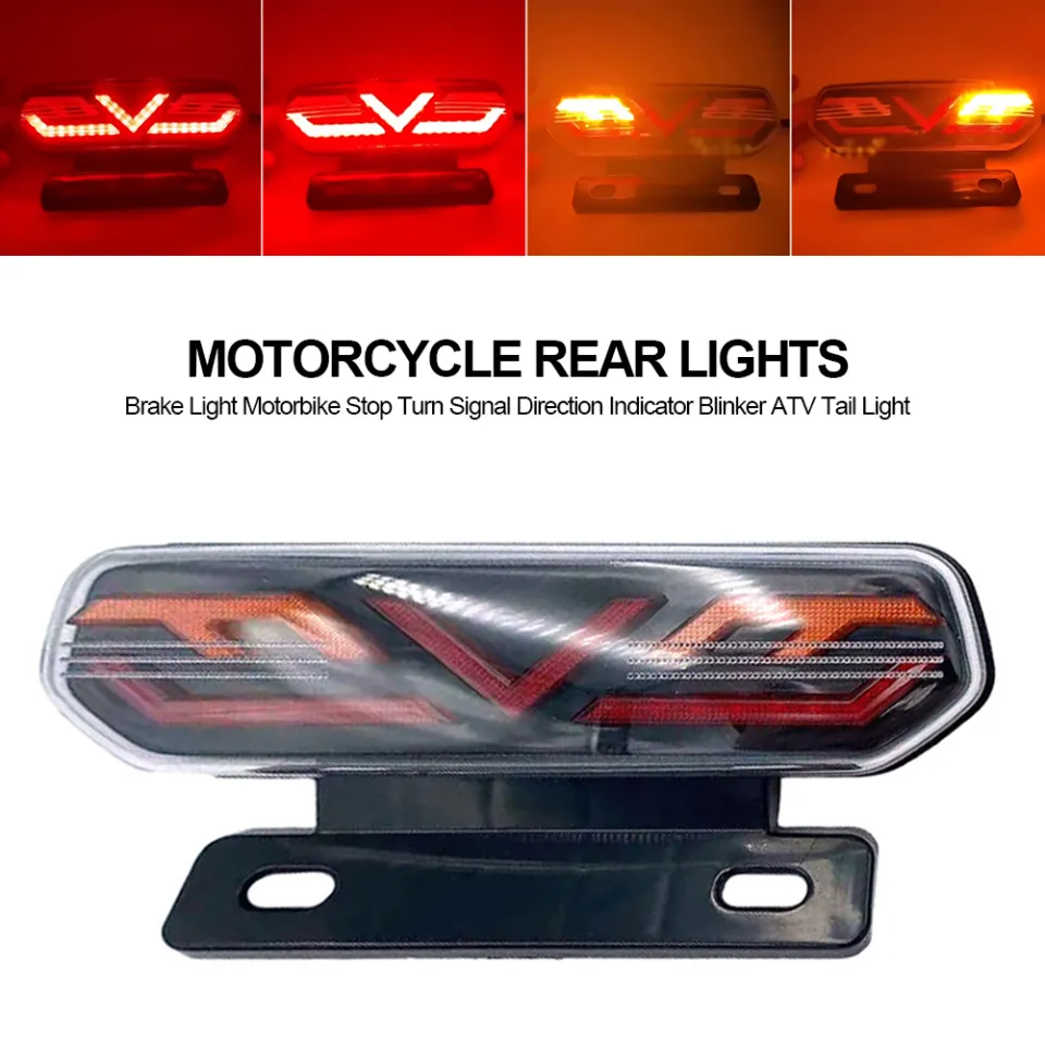 Huankai 12V LED Motorcycle Rear Lights Brake Light Motorbike Stop Turn Signal Direction Indicator Blinker ATV Tail Light Lazada PH