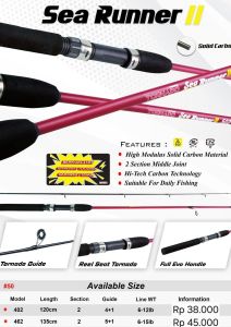 Joran Pancing Spinning Tornado SEA RUNNER II  Solid Carbon Murah Kuat