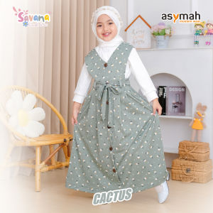 Pakaian Anak Muslim Perempuan - Pakaian Daily Overall Savana Series Warna Cactus by Asymah