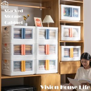 Vision Nordic Foldable Storage Box Household Free Installation Drawer Type Storage Cabinet Stackable Wardrobe Storage Box Large Plastic Bedroom Living Room Toy Clothing Storage Cabinet