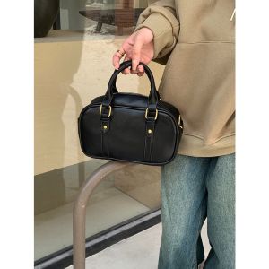 IELGY Ladies Melade Color Retro Commuter Bag Korean Version Postman Bowling Bag Portable Shoulder Messenger Bag