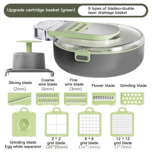 9 In1 Multifunctional Vegetable Cutter With Drain Basket Slicer Multifunctional Radish Scraper