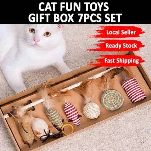 🔥 SG READY STOCK🔥 Cat Funny Stick Mouse Toys 7pcs Gift Set